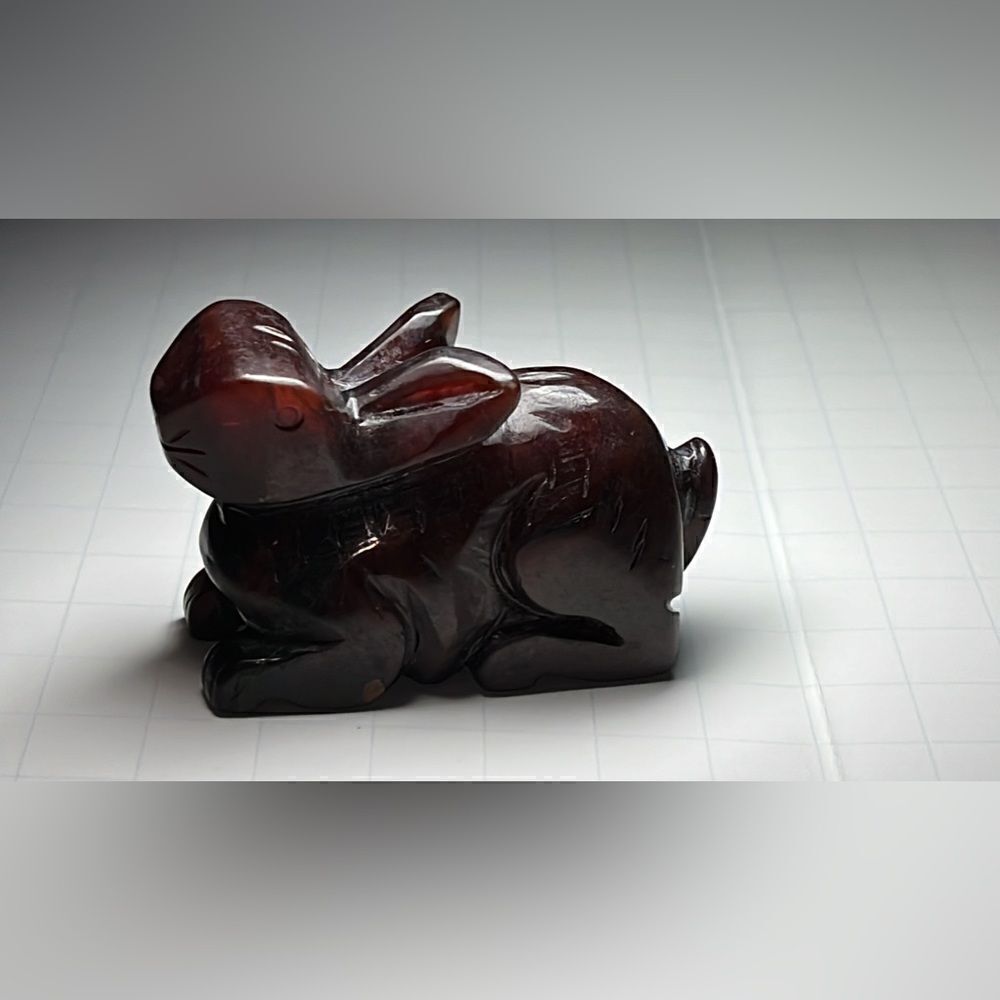 Vintage hand carved rabbit bunny hare figurine natural stone yoga Chinese Zodiac - Picture 4 of 12